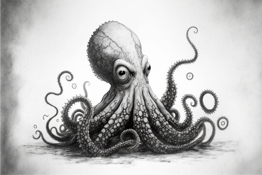 hand drawn illustration of an octopus