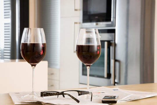 Wineglasses on Kitchen Table