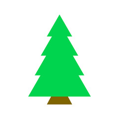 Beautiful elegant green Christmas tree. Bright garland. Vector illustration on a white background. Modern flat design.