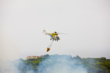 Helicopter Over Cala Ratjada, Capdepera, Mallorca, Spain