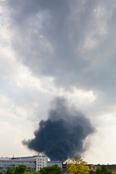 Smoke from Fire over City, Dusseldorf, Germany
