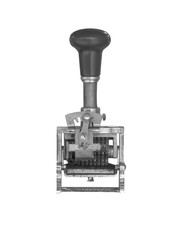 Old office stapler on white, isolated