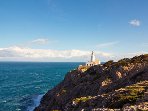 Lighthouse on Coastal Rock, Majorca, Balearic Islands, Spain
