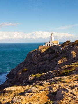 Lighthouse on Coastal Rock, Majorca, Balearic Islands, Spain