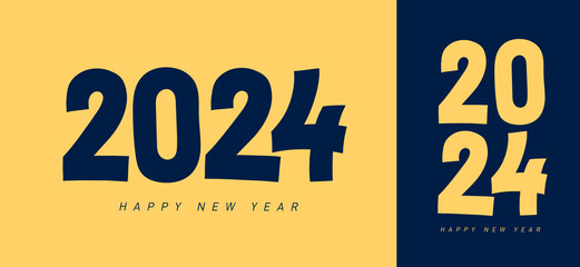 Naklejka premium 2024 text happy new year calendar design elements elegant contrast numbers layout. Year of the dragon. Vector illustration. Isolated on white background. Trends number design template.