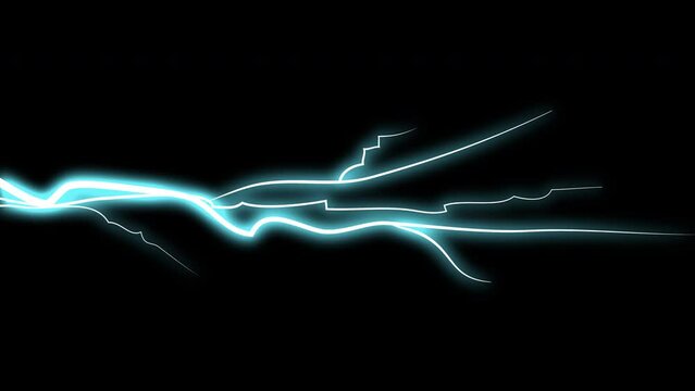 Pulsating blue lightning on a black background. Animation FX with a blow of energy. Stock 4k video of the forces of the elements with the alpha channel.
