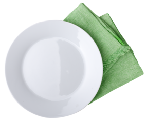 Teller mit Serviette Grün separiert