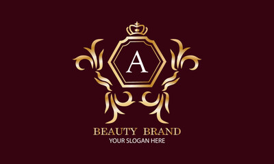 Luxury logo. Elegant initial letter A monogram design template for restaurant, hotel, boutique, cafe, hotel, heraldry shop, jewelry, fashion and other business