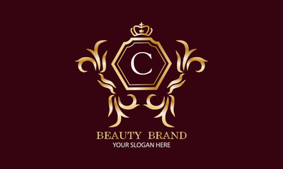 Luxury logo. Elegant initial letter C monogram design template for restaurant, hotel, boutique, cafe, hotel, heraldry shop, jewelry, fashion and other business