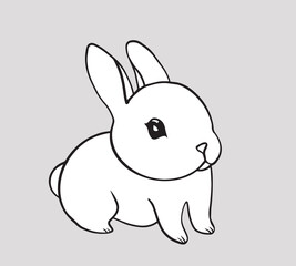 Cute funny contour rabbit. Vector hand drawn illustration. Holiday characters and backgrounds