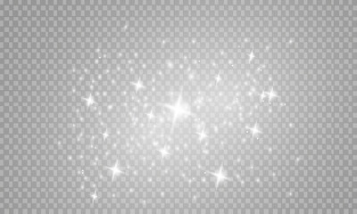 Abstract sparkling shiny texture. Shiny particle effect. Golden glittering trail of space star dust from shiny particles on a transparent background.