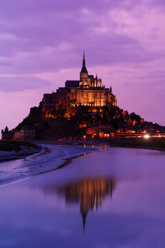 Mont Saint Michel at Sunset, Brittany, Normandy, France