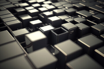 3D-rendered of abstract silver cubes