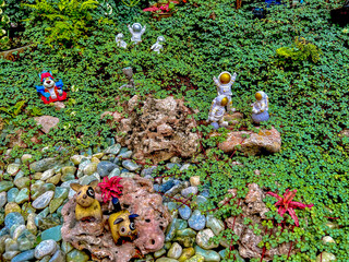 figurines in the garden
