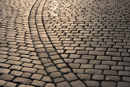 Cobbled Street in the Evening, Dresden, Saxony, Germany