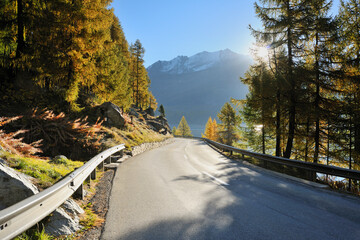 Road, Lake Sils, Engadin, Canton of Graubunden, Switzerland