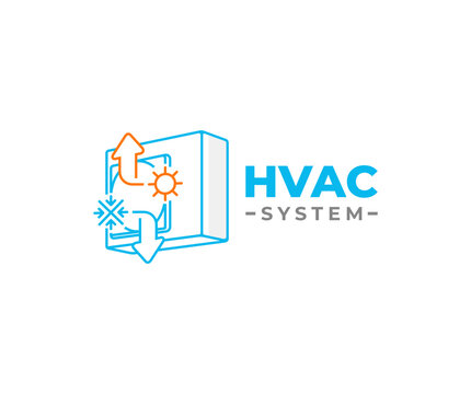 Air conditioner system logo design. Electronic controlling temperature and climate vector design. Air compressor with snowflake and sun graphic design