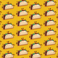 cute taco pattern illustration in flat design