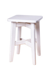 White stool used in the kitchen on an isolated background.