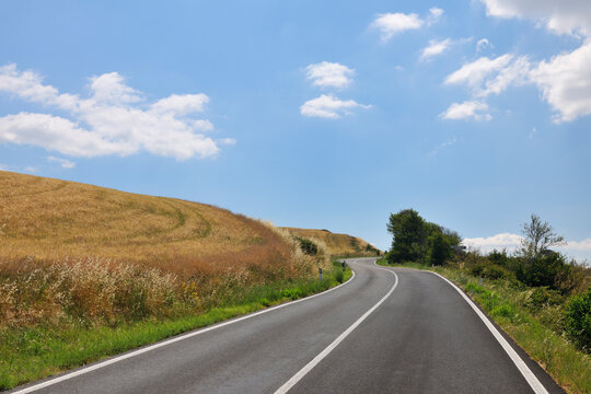 Tuscany Country Road in the Summer, Asciano, Province of Siena, Tuscany, Italy