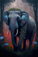 elephant in the wild, generative ai - obrazy, fototapety, plakaty