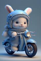 Cute biker bunny, Generative Ai