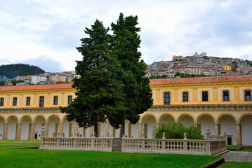 Fototapeta premium Panoramic photo of the Cloister Grande of the Certosa di San Lorenzo Padula Italy