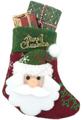 Xmas Christmas Stocking with gifts presents isolated on white background PNG