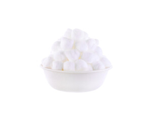 Cotton in bowl on  transparent  png