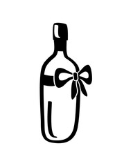 wine bottle with bow
