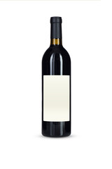Transparent PNG Dark Wine Bottle with Blank Label and Black Foil Capsule Seal.