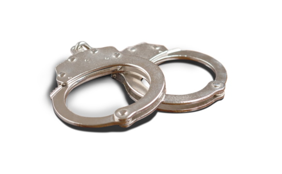 Transparent PNG Pair of Handcuffs with Shadow.