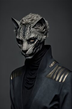 Space rocket animal tiger alien fashion illustration made with Generative AI
