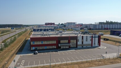 Belarus - 29.08.2022: Industrial building of a medical company - a resident of the Belarusian-Chinese industrial park Great Stone near Minsk. Production of medical equipment.