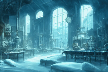 雪の世界や雪の国系背景の高解像度画像イラスト(AI generated image)