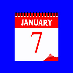 7 January 2023. Icon calendar day. Days of the year. Vector illustration sign label. Event schedule date. Meeting appointment time. Agenda plan. 