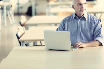 Fototapeta premium Senior IT technician oversees project finalization