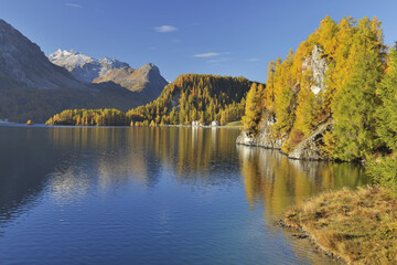Silsersee in Autumn, Engadin, Canton of Graubunden, Switzerland