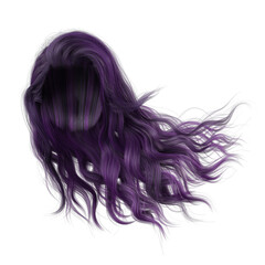 Windblown long wavy hair on isolated white background, 3D Illustration, 3D Rendering