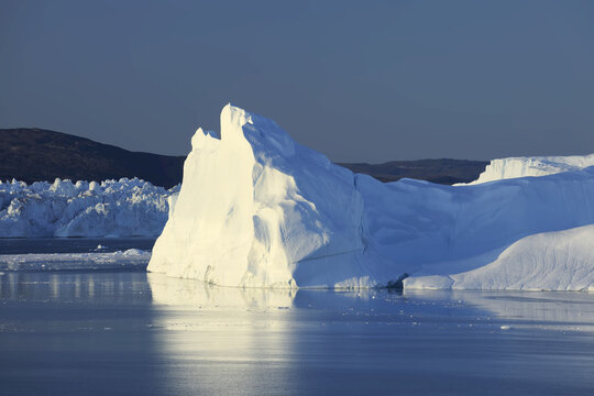 Icebergs at Ilulissat icefjord, Ilulissat, Icefjord, Disko Bay, Qaasuitsup, Greenland, Polar Regions, Arctic