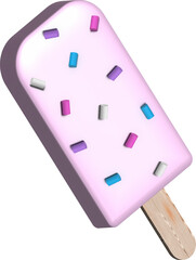 Ice cream on a stick. 3D illustration.