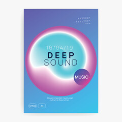 Club Banner. Music And Nightlife Shape. Elegant Pattern For Magazine Template. Trendy Glitch For Cover. Wave Dance Party. Purple And Blue Club Banner