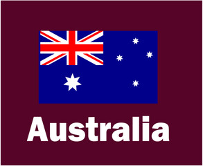 Obraz na płótnie Canvas Australia Flag Emblem With Names Symbol Design Asia football Final Vector Asian Countries Football Teams Illustration