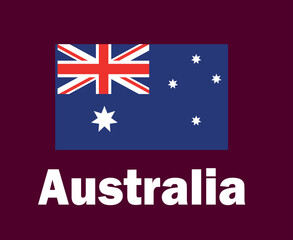 Australia Flag Emblem With Names Symbol Design Asia football Final Vector Asian Countries Football Teams Illustration