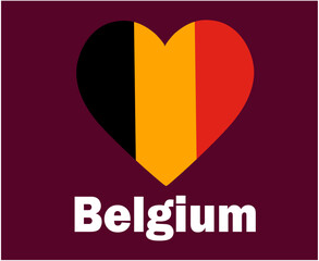 Belgium Flag Heart With Names Symbol Design Europe football Final Vector European Countries Football Teams Illustration