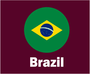 Brazil Flag With Names Symbol Design Latin America football Final Vector Latin American Countries Football Teams Illustration