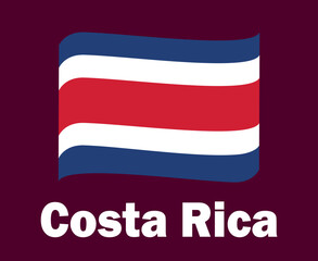 Costa Rica Flag Ribbon With Names Symbol Design North America football Final Vector North American Countries Football Teams Illustration