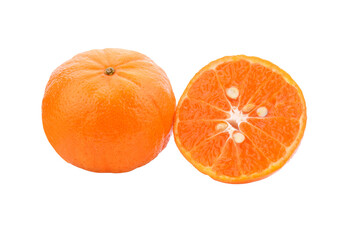 tangerine or mandarin fruit with leaves isolated transparent png