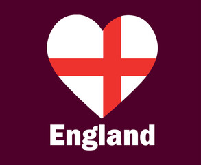 Obraz premium England Flag Heart With Names Symbol Design Europe football Final Vector European Countries Football Teams Illustration