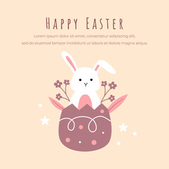 easter holiday greeting poster vector flat